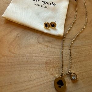 Kate Spade Gold Spade logo Necklace and Earring Set